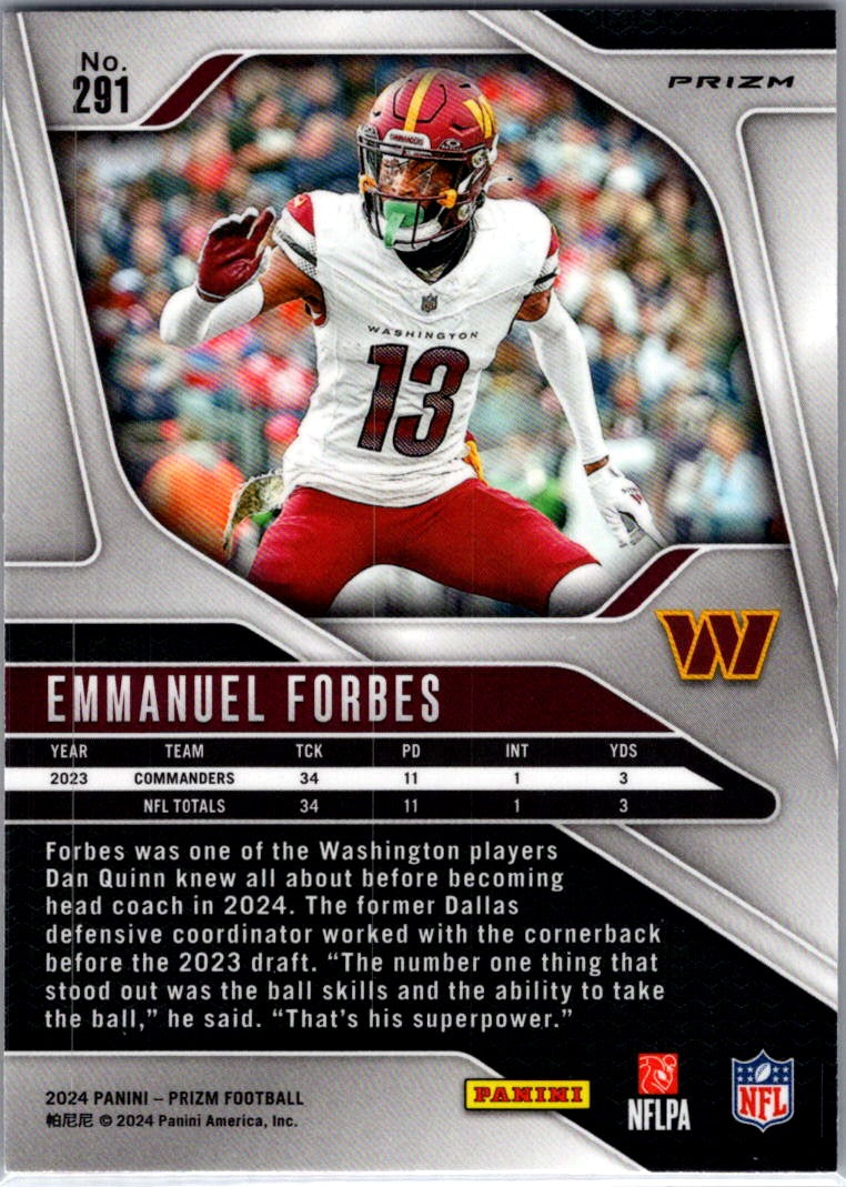 2024 Panini Prizm Football Emmanuel Forbes #291 Orange Disco