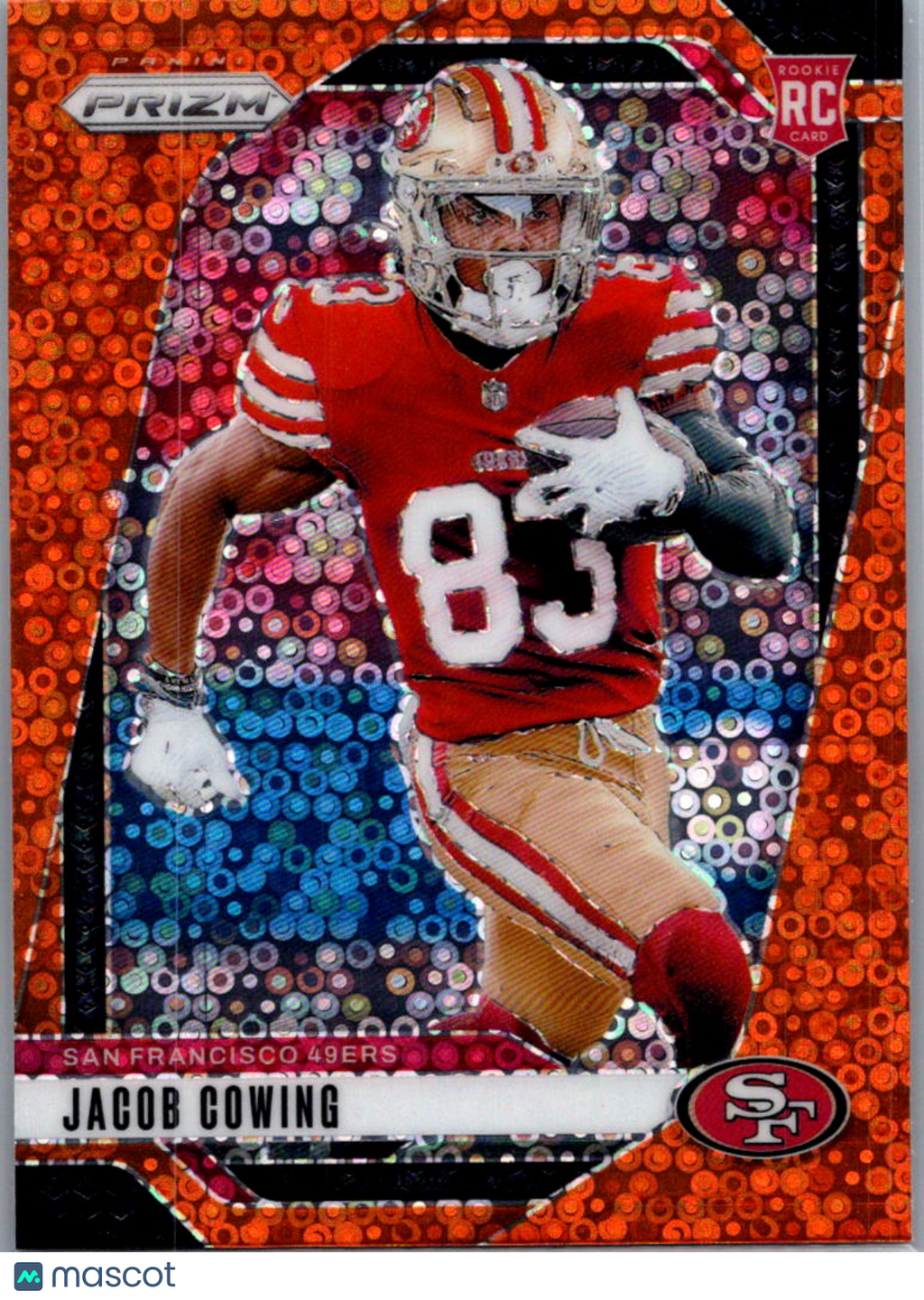 2024 Panini Prizm Football Jacob Cowing #335 Orange Disco RC