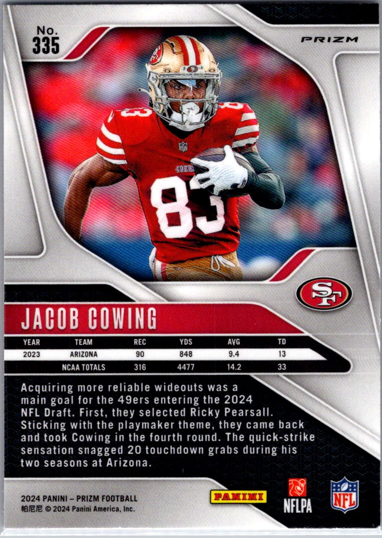 2024 Panini Prizm Football Jacob Cowing #335 Orange Disco RC