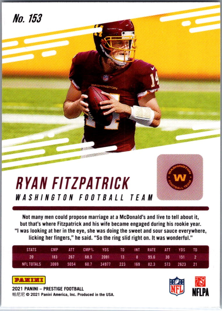 2021 Panini Prestige Ryan Fitzpatrick #153 Xtra Points Sunburst