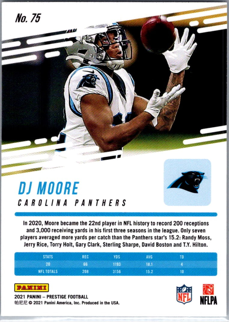 2021 Panini Prestige DJ Moore #75 Xtra Points Sunburst