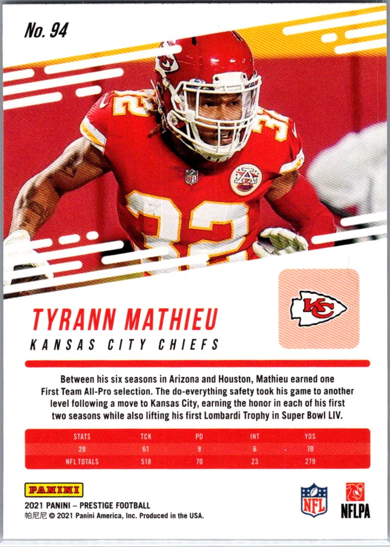 2021 Panini Prestige Tyrann Mathieu #94 Xtra Points
