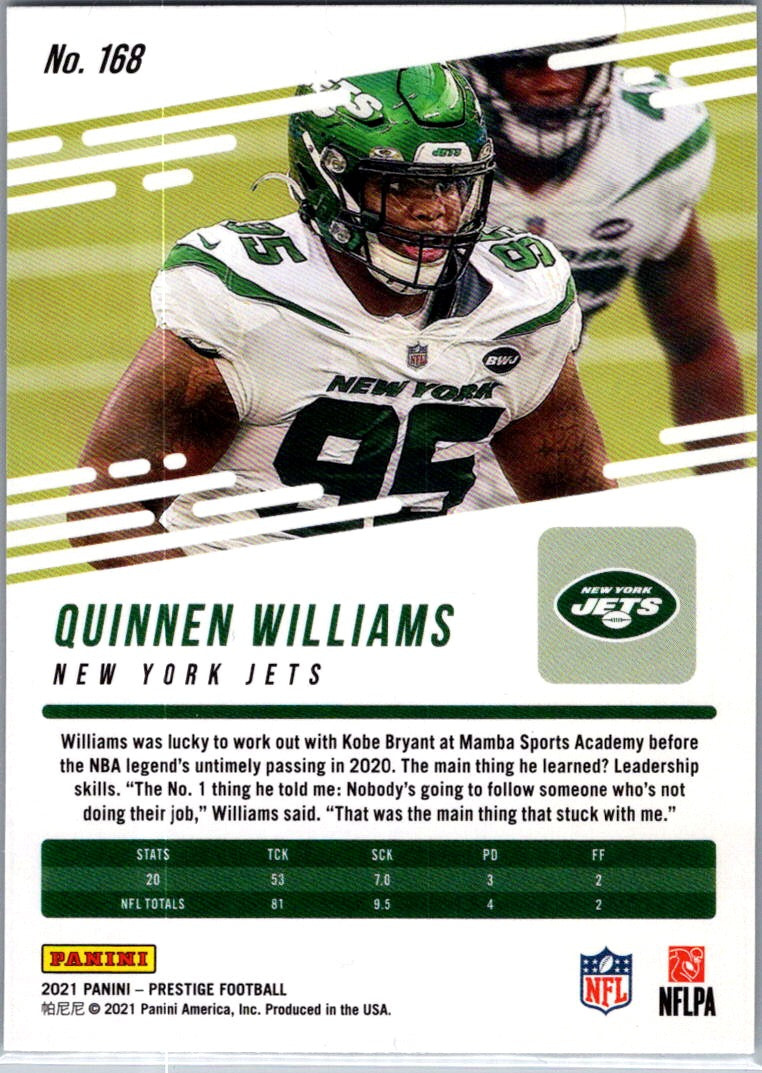 2021 Panini Prestige Quinnen Williams #168 Xtra Points Sunburst