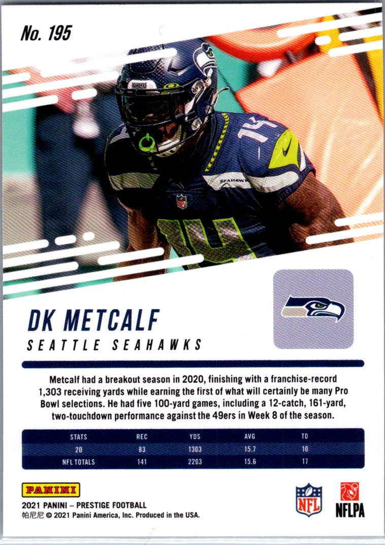 2021 Panini Prestige DK Metcalf #195 Xtra Points Sunburst