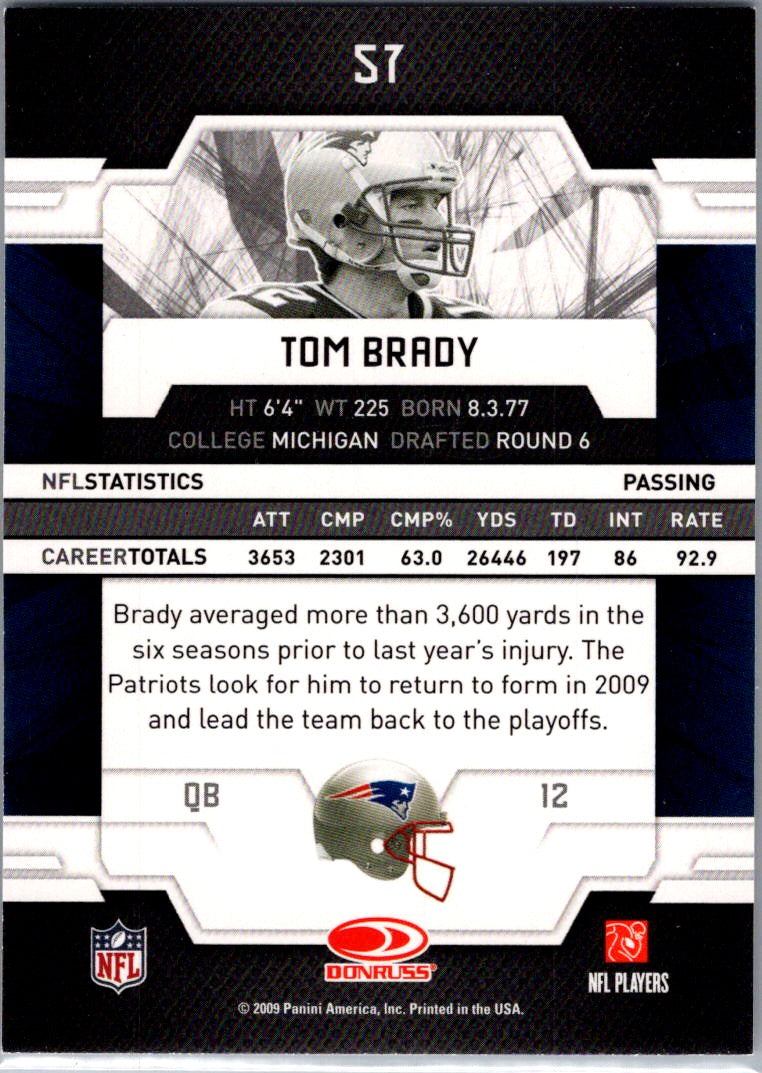 2009 Donruss Elite Tom Brady #57