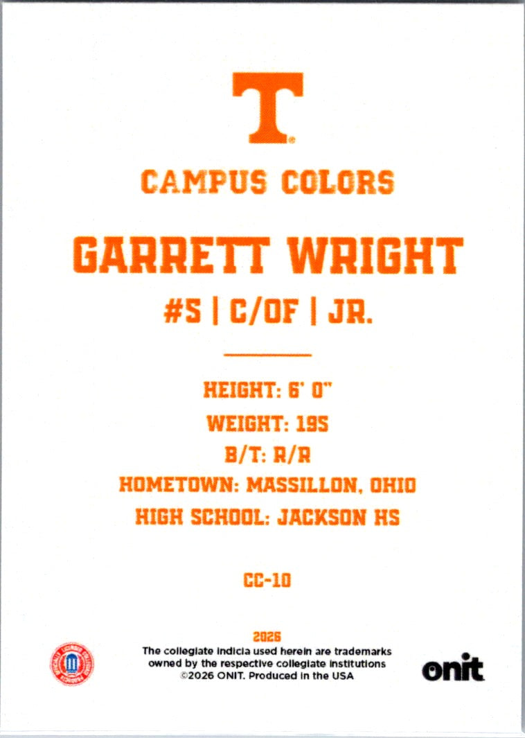 2026 ONIT Campus Colors Garrett Wright #CC-10