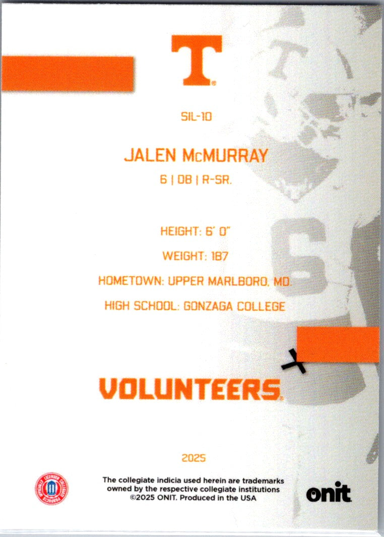 2025 ONIT Tennessee Volunteers Jalen McMurray #SIL-10