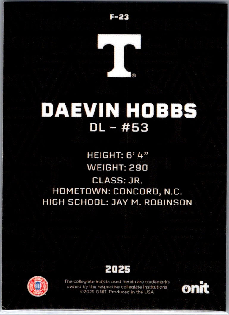2025 ONIT Tennessee Volunteers Daevin Hobbs #F-23