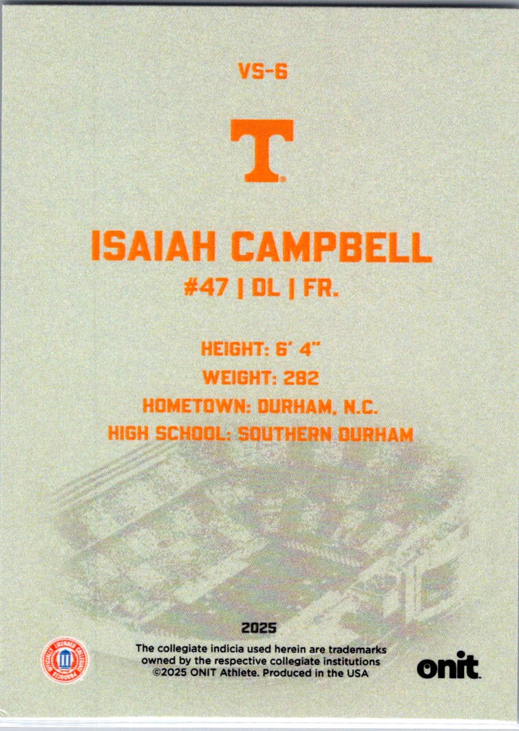 2025 ONIT Athlete Tennessee Volunteers Isaiah Campbell #VS-6