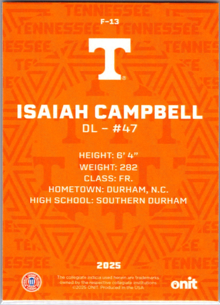 2025 ONIT Tennessee Volunteers Isaiah Campbell #F-13