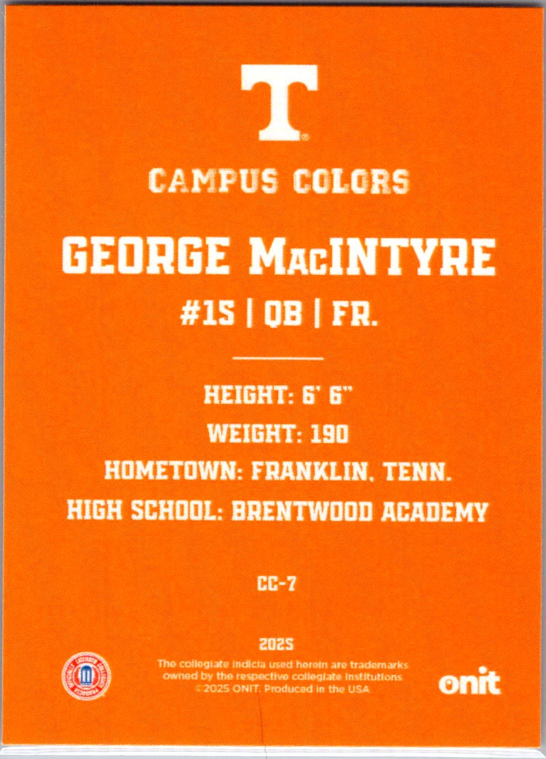 2025 ONIT Campus Colors George MacIntyre #CC-7