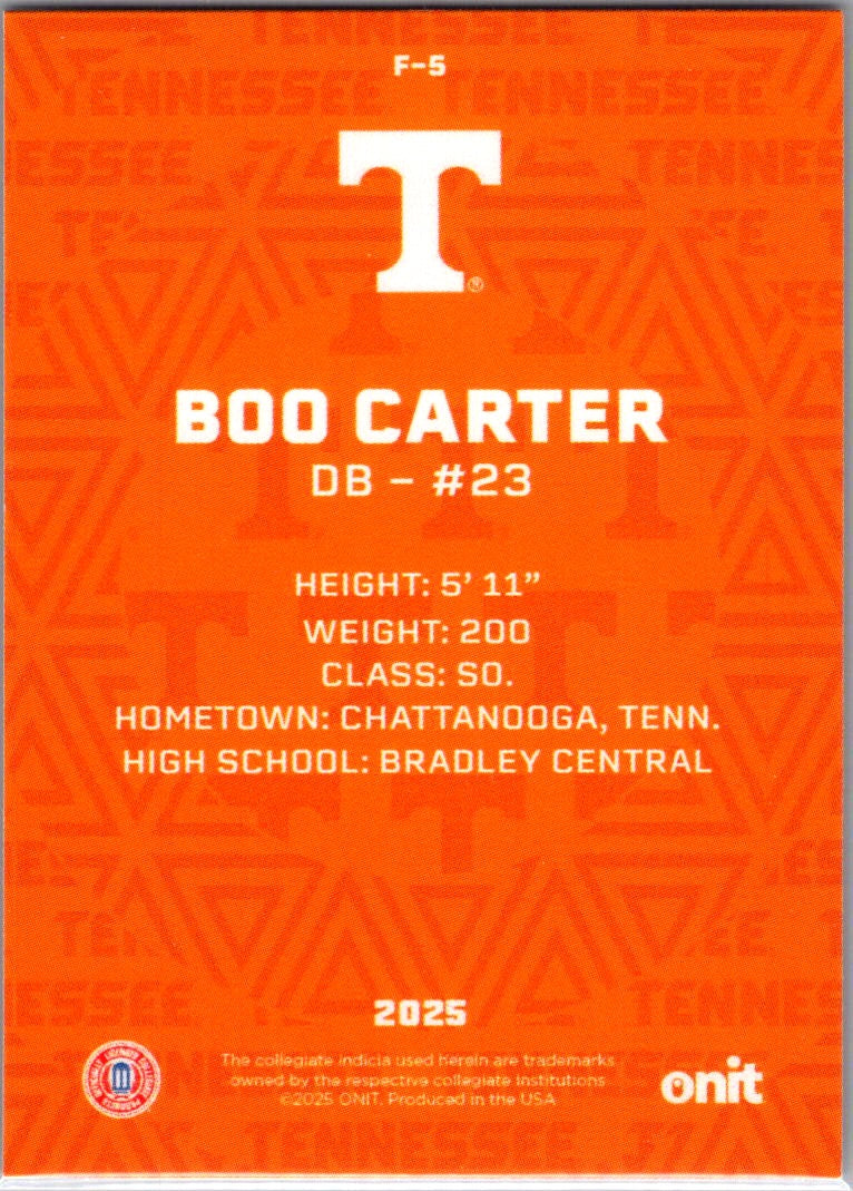 2025 ONIT Athlete Tennessee Volunteers Football Boo Carter #F-5