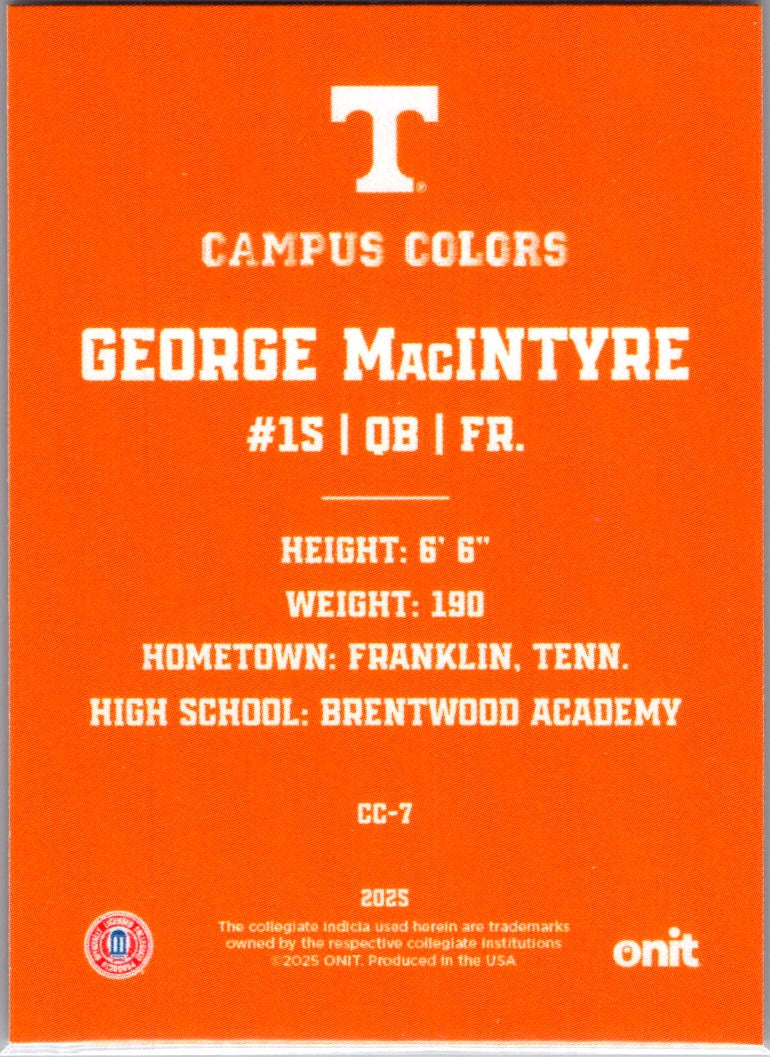 2025 ONIT Campus Colors George MacIntyre #CC-7
