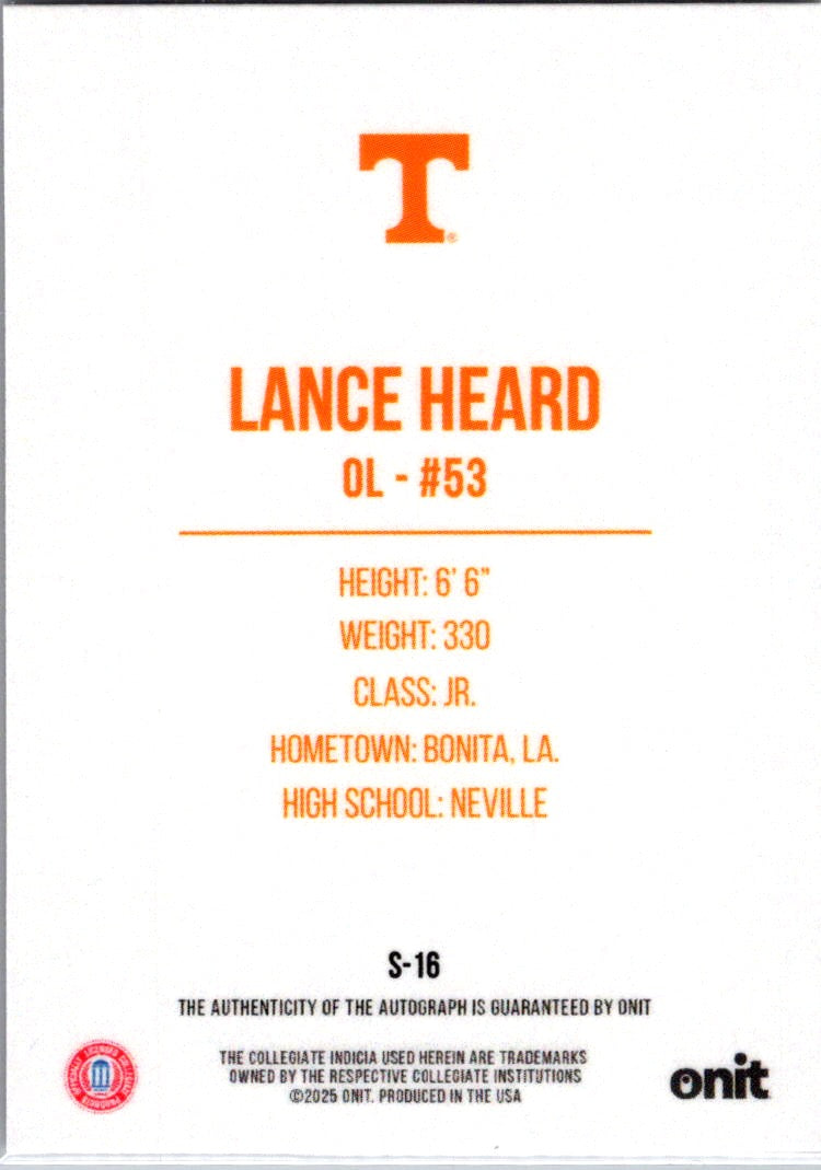 2025 ONIT Signature Series Lance Heard #S-16 Auto
