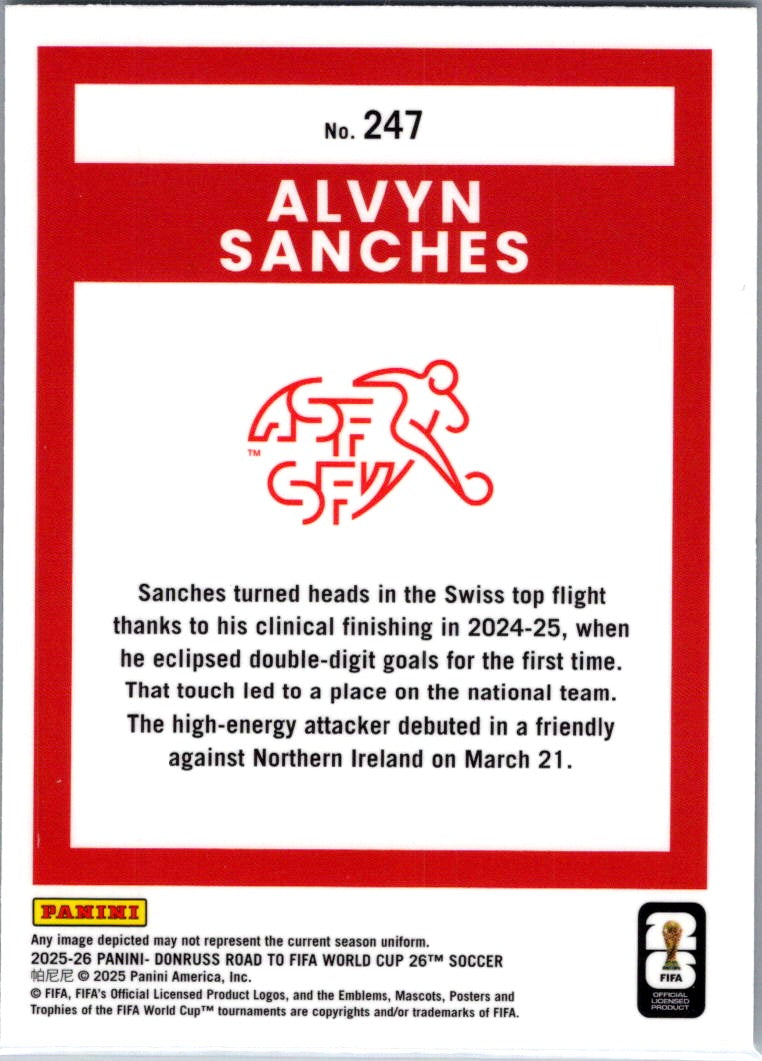 2025 Panini Donruss Optic Road to FIFA World Cup 26 Alvyn Sanches #247 Rookie