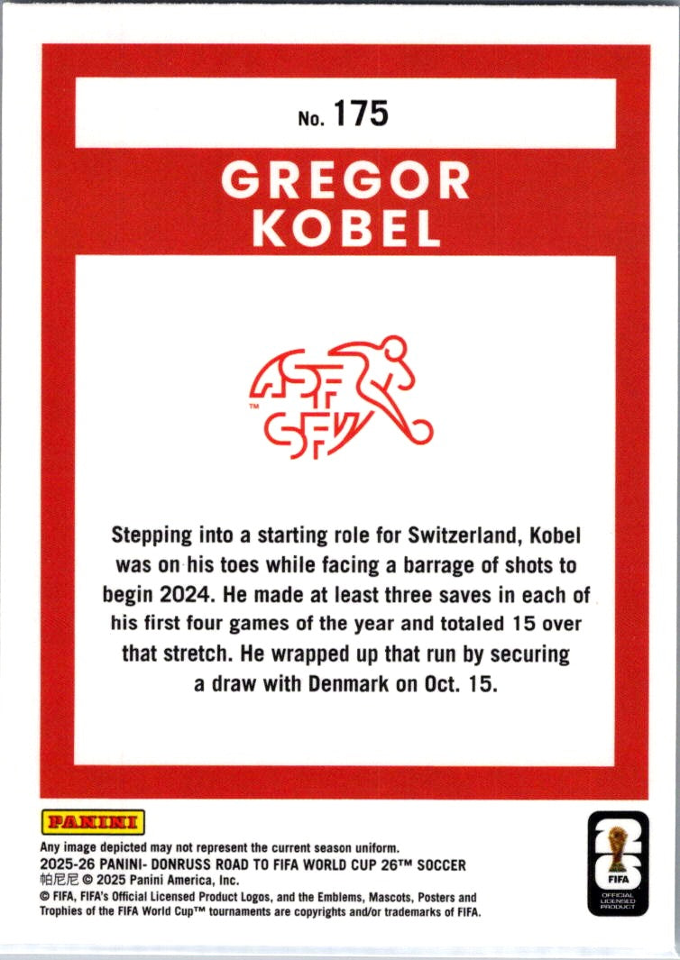 2025 Panini Donruss Road to FIFA World Cup 26 Gregor Kobel #175 Diamond