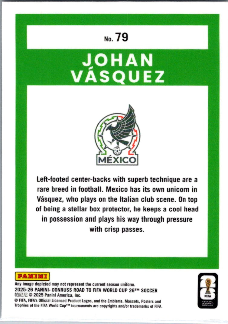 2025 Panini Donruss Optic Road to FIFA World Cup 26 Soccer Johan Vásquez #79