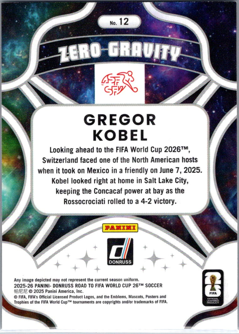 2025 Panini Donruss Road to FIFA World Cup 26 Gregor Kobel #12 Zero Gravity