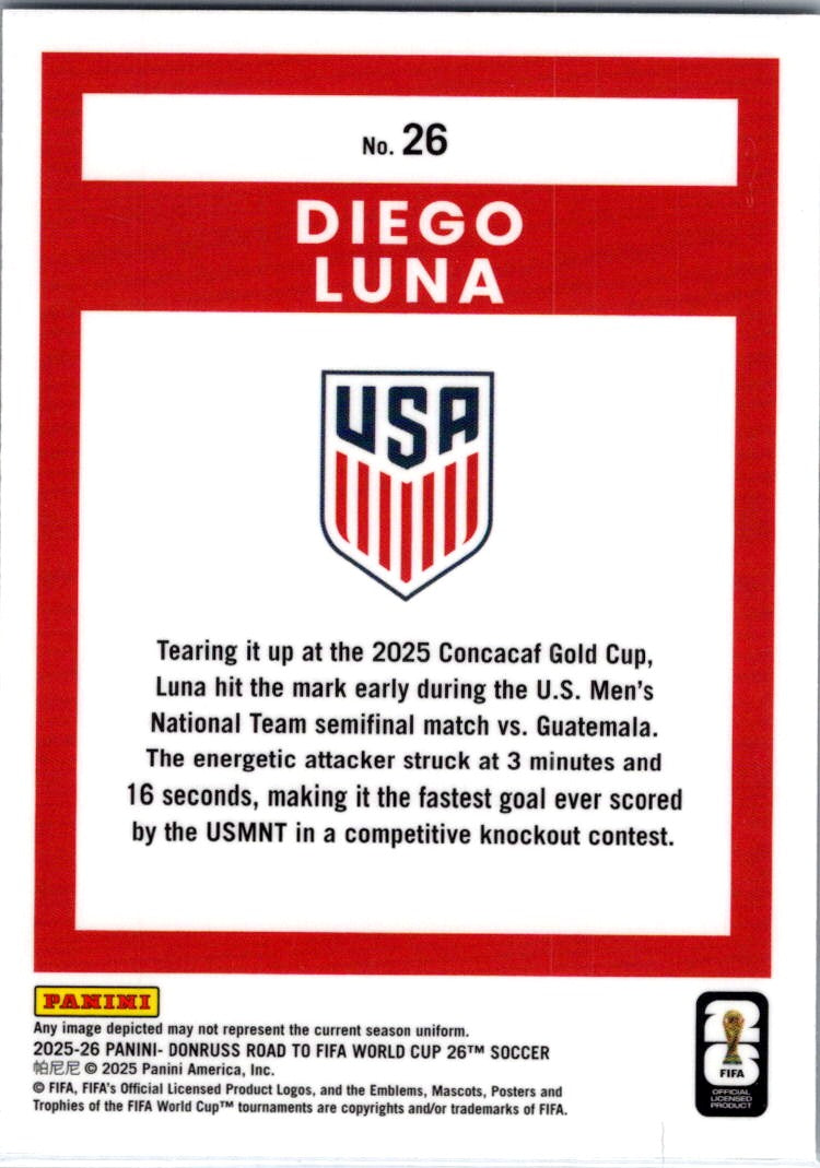 2025 Panini Donruss Optic Road to FIFA World Cup 26 Diego Luna #26