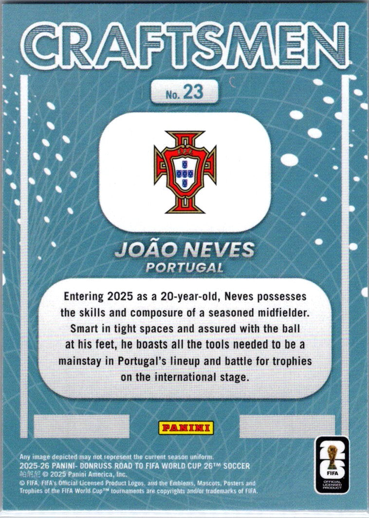 2025 Panini Donruss Road to FIFA World Cup 26 João Neves #23 Craftsman