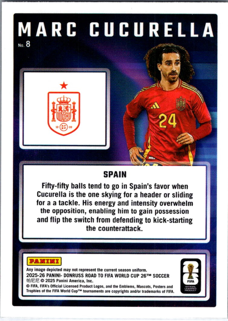 2025 Panini Donruss Road to FIFA World Cup 26 Marc Cucurella #8 Red Magicians