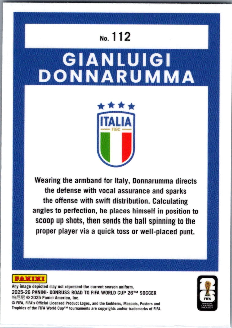 2025 Panini Donruss Optic Road to FIFA World Cup 26 Gianluigi Donnarumma #112