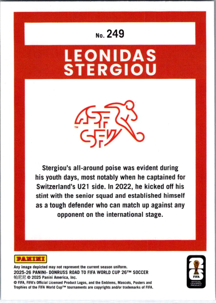 2025 Donruss Road to FIFA World Cup 26 Soccer Leonidas Stergiou #249 Diamond