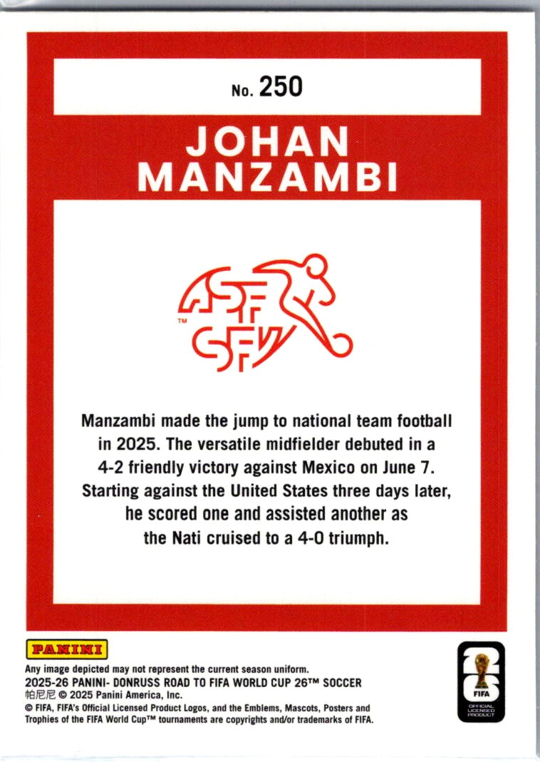 2025 Panini Donruss Road to FIFA World Cup 26 Johan Manzambi #250
