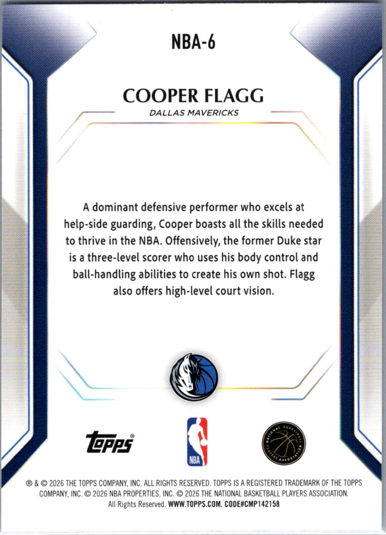 2026 Topps Cooper Flagg #NBA-6 RC
