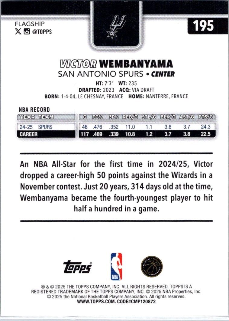 2025 Topps Victor Wembanyama #195
