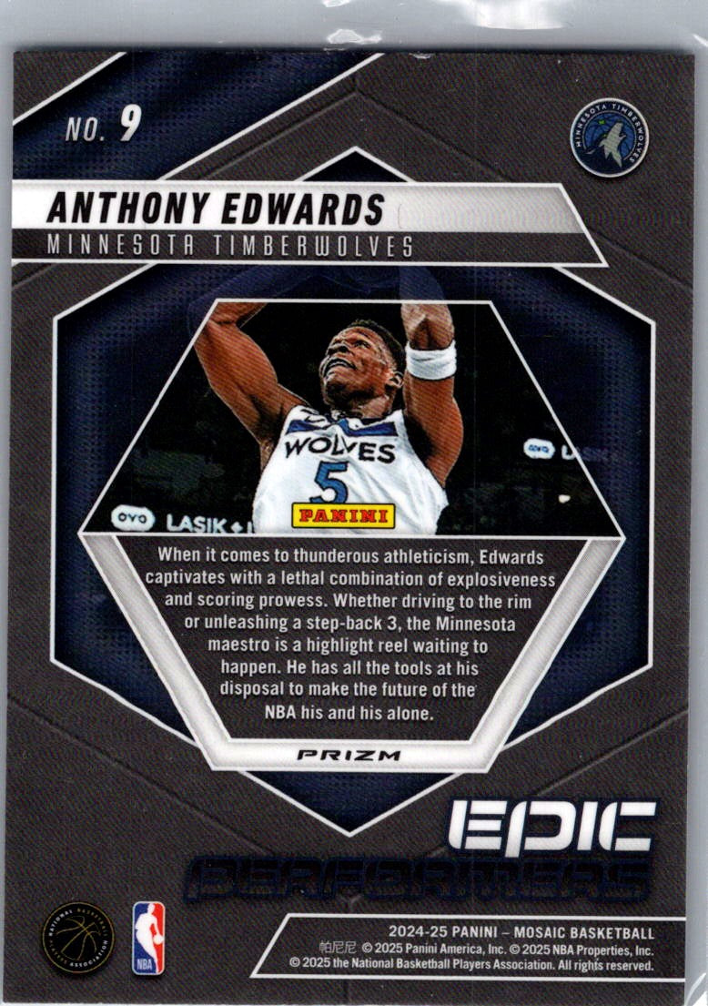 2025 Panini Mosaic Anthony Edwards #9 Silver