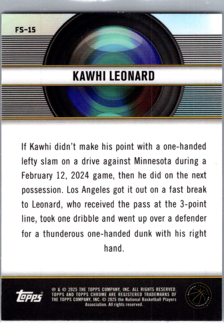 2025 Topps Chrome Film Study Kawhi Leonard #FS-15