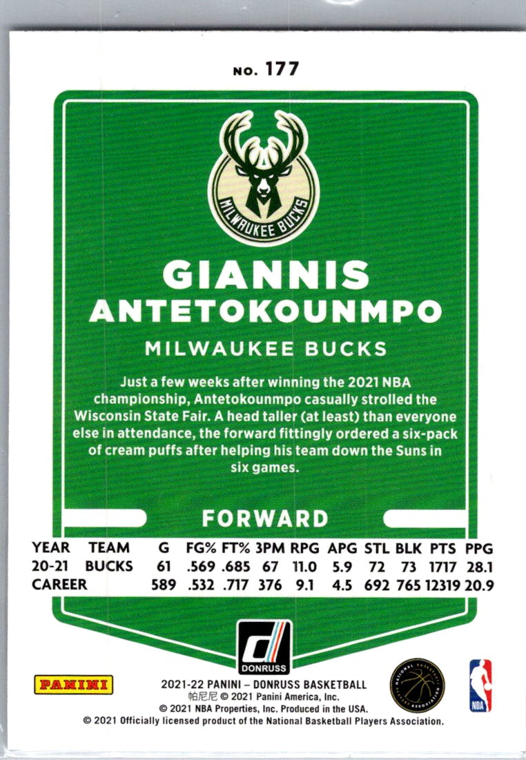 2021 Panini Donruss Giannis Antetokounmpo #177