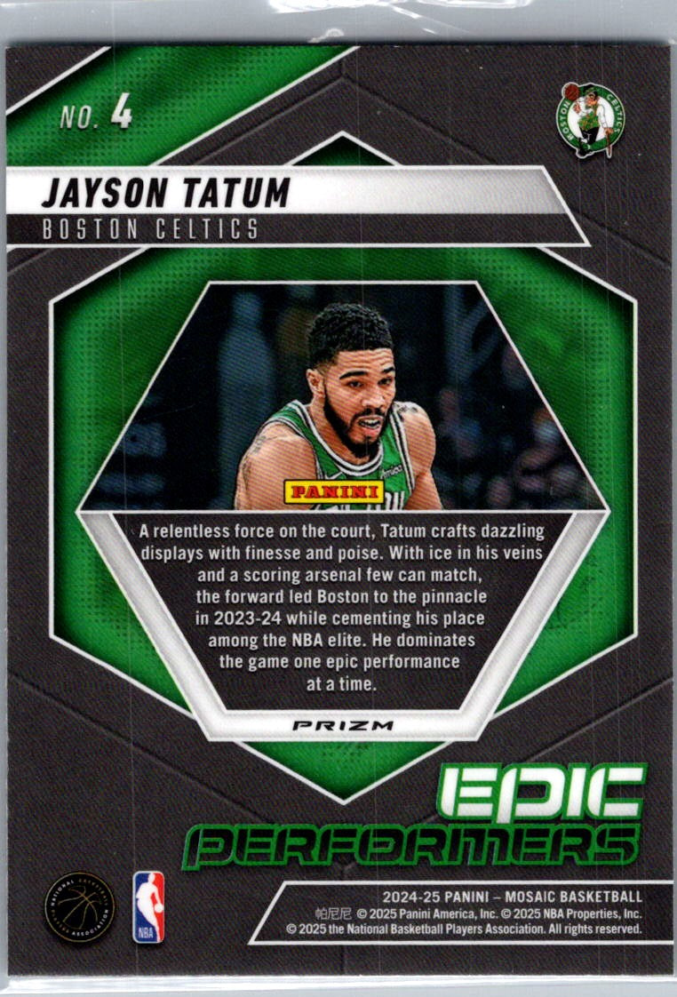 2025 Panini Mosaic Jayson Tatum #4 Green