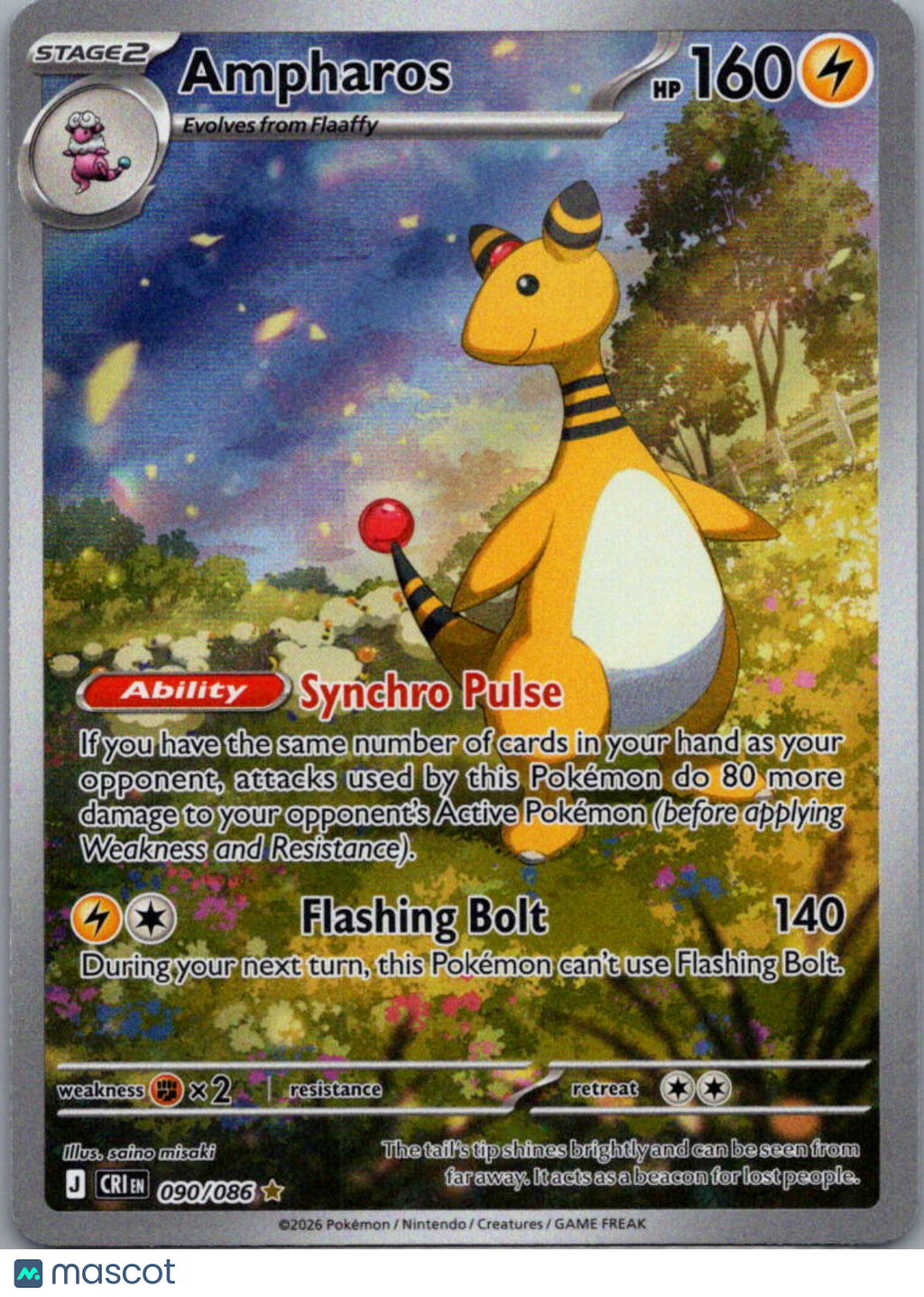 2026 Chaos Rising Ampharos Holo Secret Rare FA #90/86