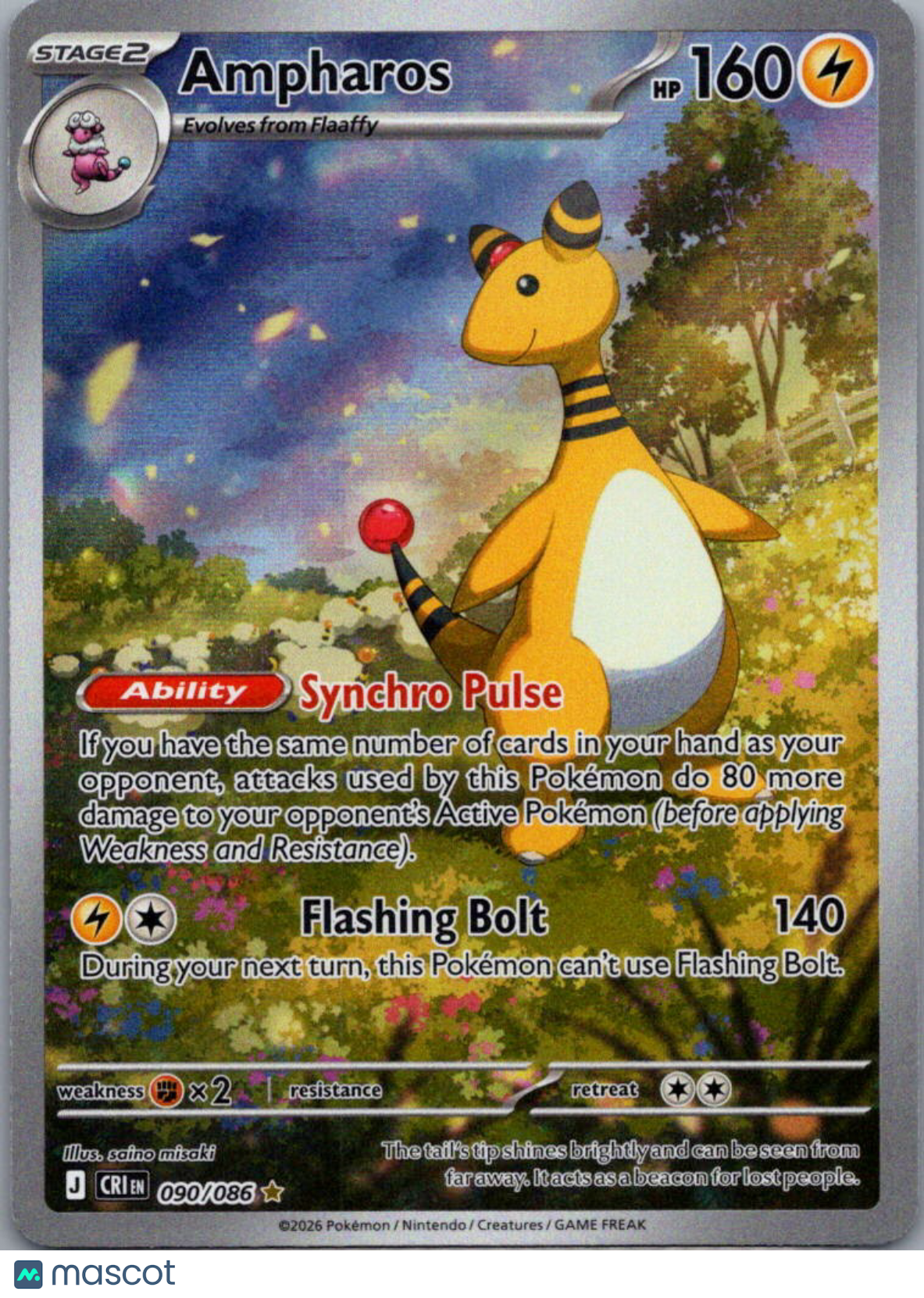 2026 Chaos Rising Ampharos Holo Secret Rare FA #90/86