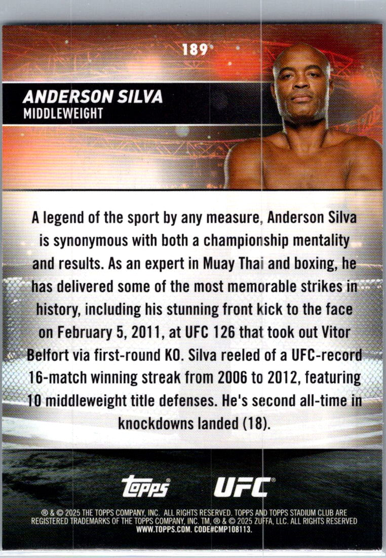 2025 Topps Stadium Club UFC Anderson Silva #189 Green