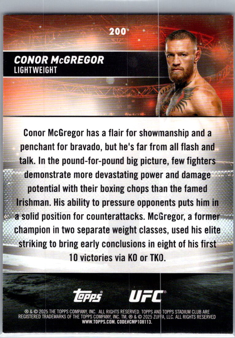 2025 Topps Stadium Club UFC Conor McGregor #200