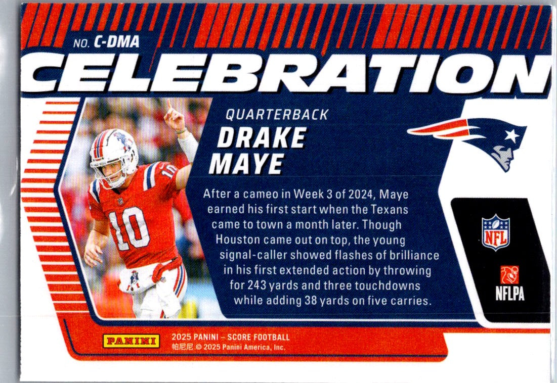 2025 Panini Score Drake Maye #C-DMA Celebration