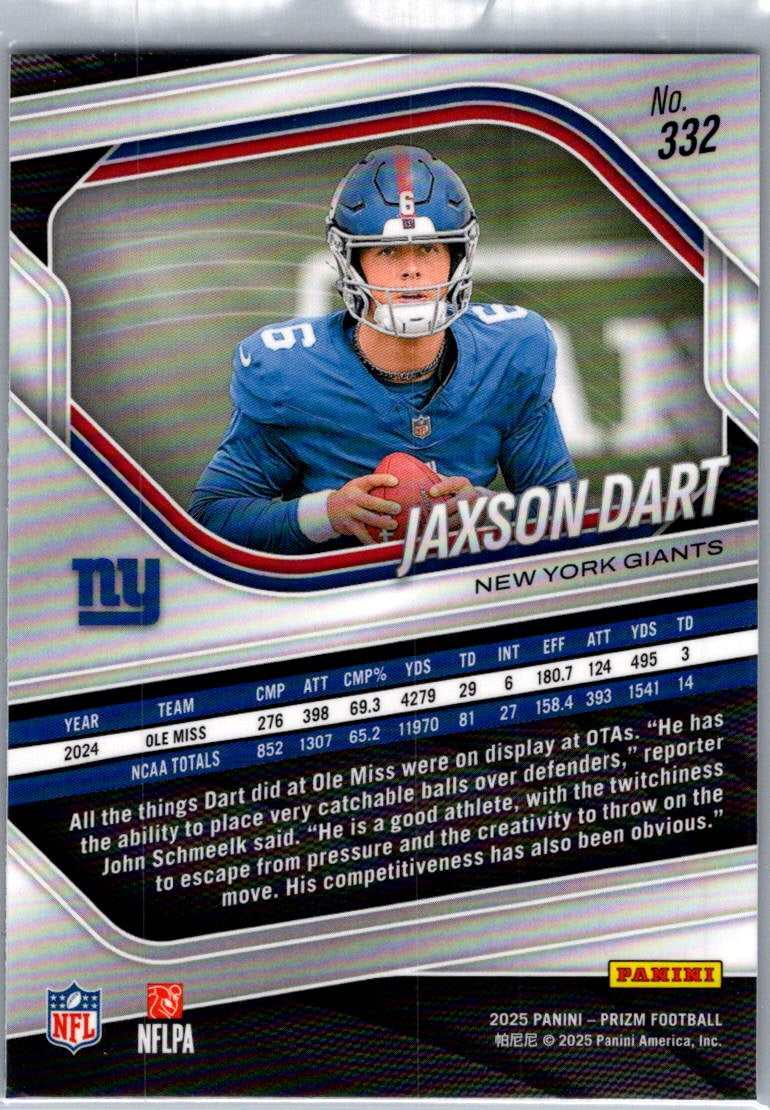2025 Panini Prizm Football Jaxson Dart #332 RC