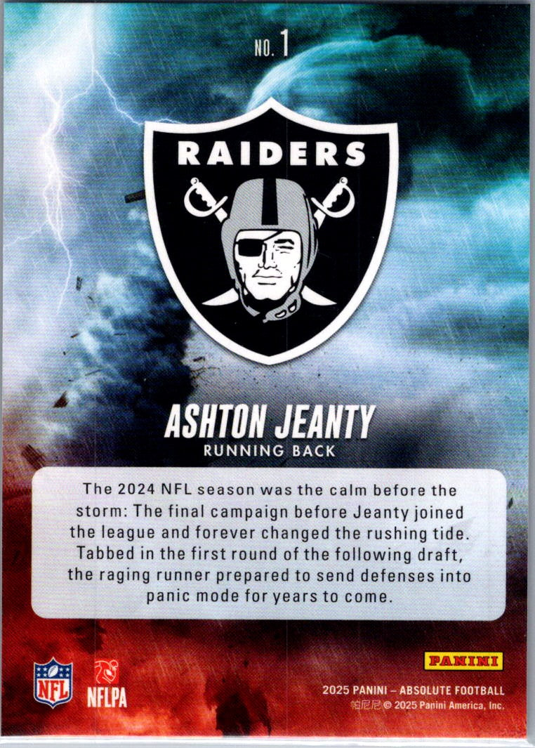 2025 Panini Absolute Football Ashton Jeanty #1 By Storm RC