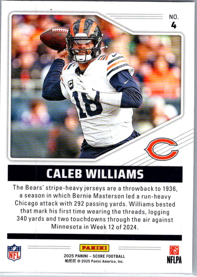 2025 Panini Score Caleb Williams #4