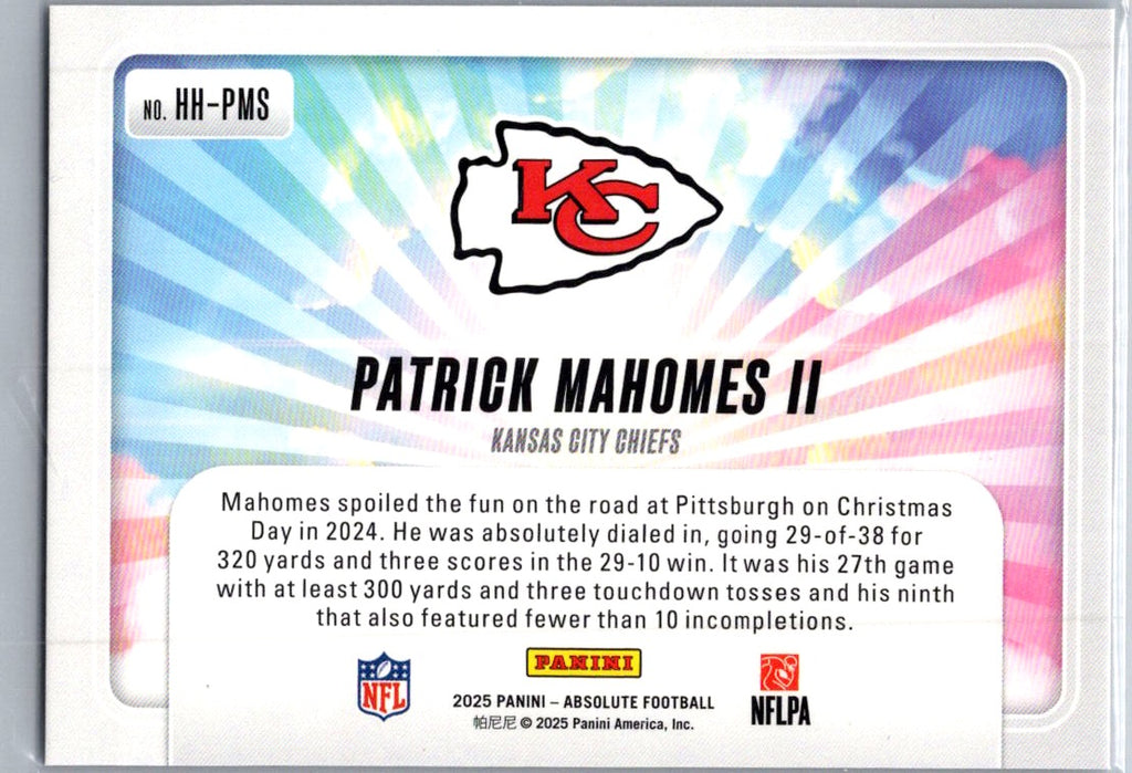 2025 Panini Absolute Football Hog Heaven Patrick Mahomes II #HH-PMS