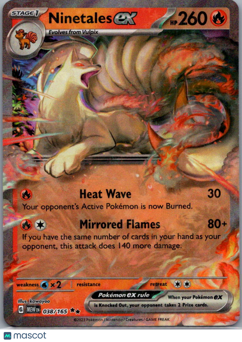 2023 Scarlet & Violet 151 Ninetales EX Holo Double Rare RR #38/165