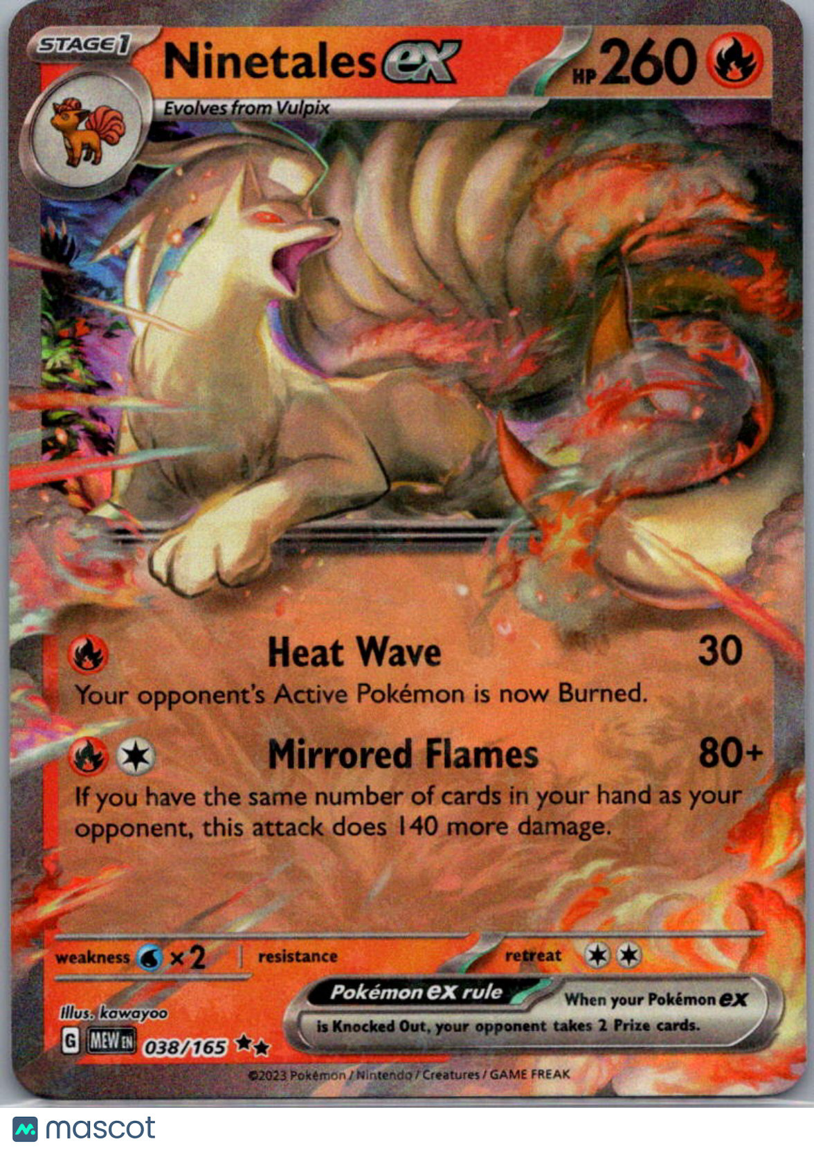 2023 Scarlet & Violet 151 Ninetales EX Holo Double Rare RR #38/165