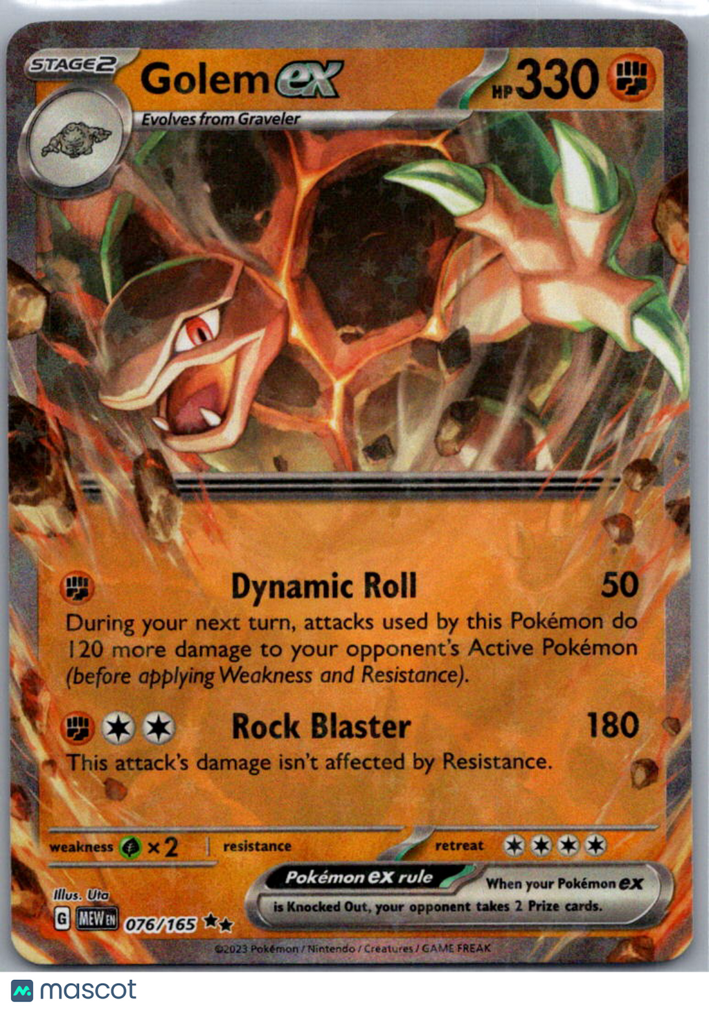 2023 Scarlet & Violet 151 Golem EX Holo Double Rare RR #76/165