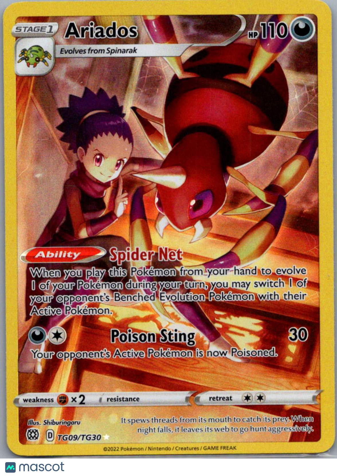2022 Lost Origin Ariados Holo Rare CHR #TG09/TG30