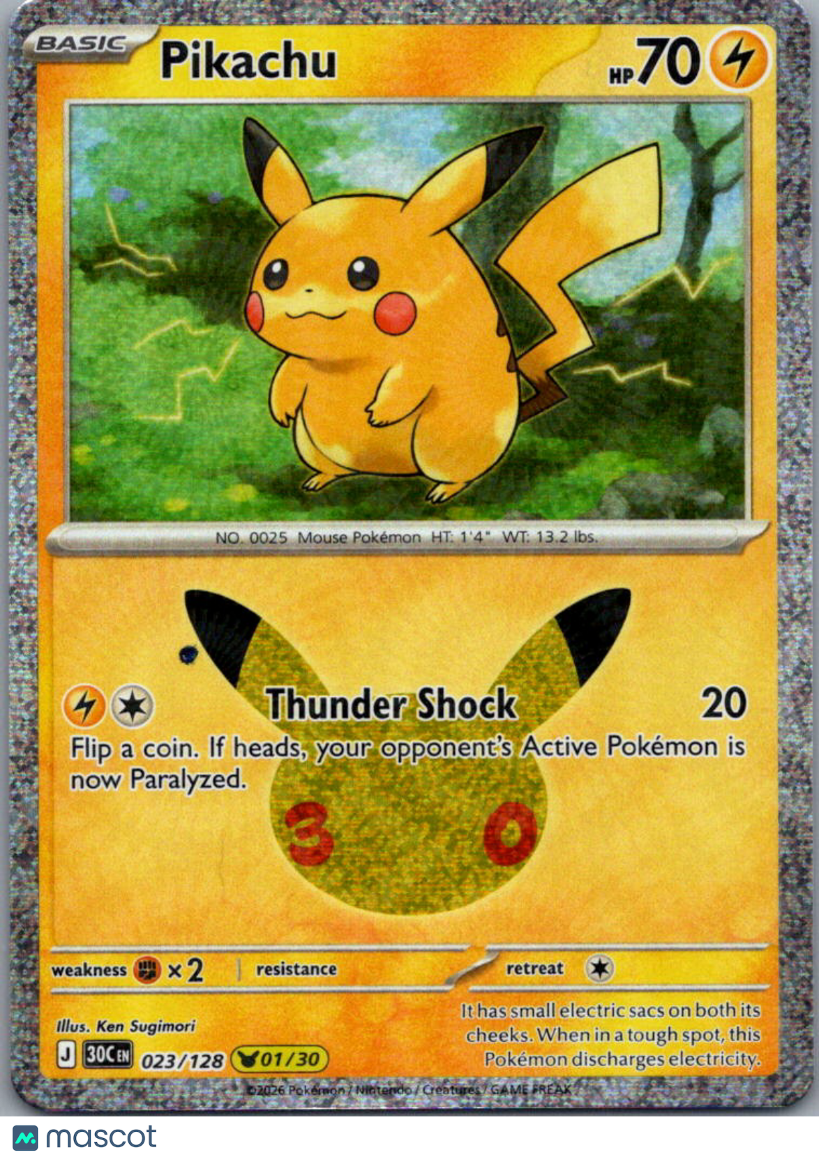 30th Celebration Pikachu Holo #23/128