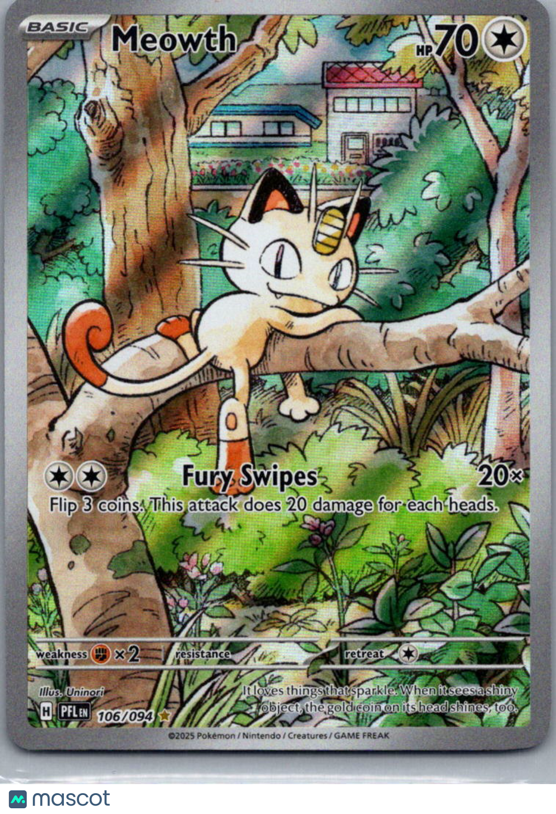 2025 Mega Evolution – Phantasmal Flames Meowth Holo Secret Rare FA #106/94