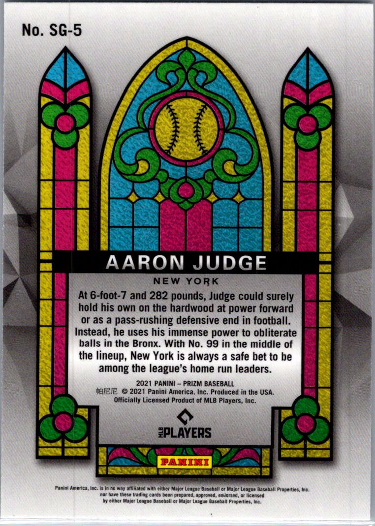 2021 Panini Prizm Baseball Aaron Judge #SG-5 Stained Glass
